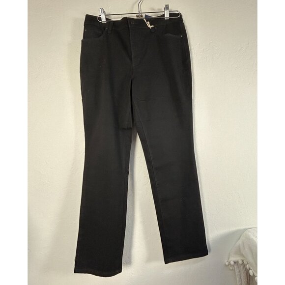 Charter Club Women Tummy Slimming Lexington Straight Leg Black Pants Size 16 New - Picture 1 of 12